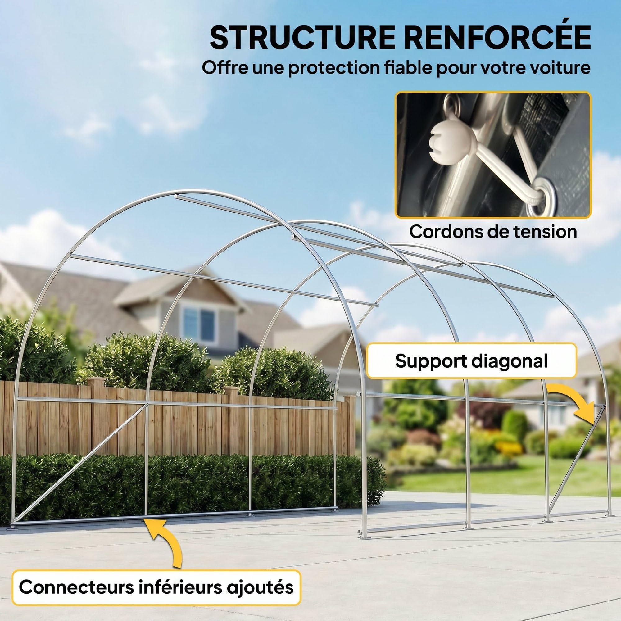 Outsunny Carport Tente de Garage 5 x 3 x 2,4 m, abri Voiture extérieur, Tente de Stockage avec Porte Enroulable zippée, Acier galvanisé, PE Haute densité 190 g/m², Beige