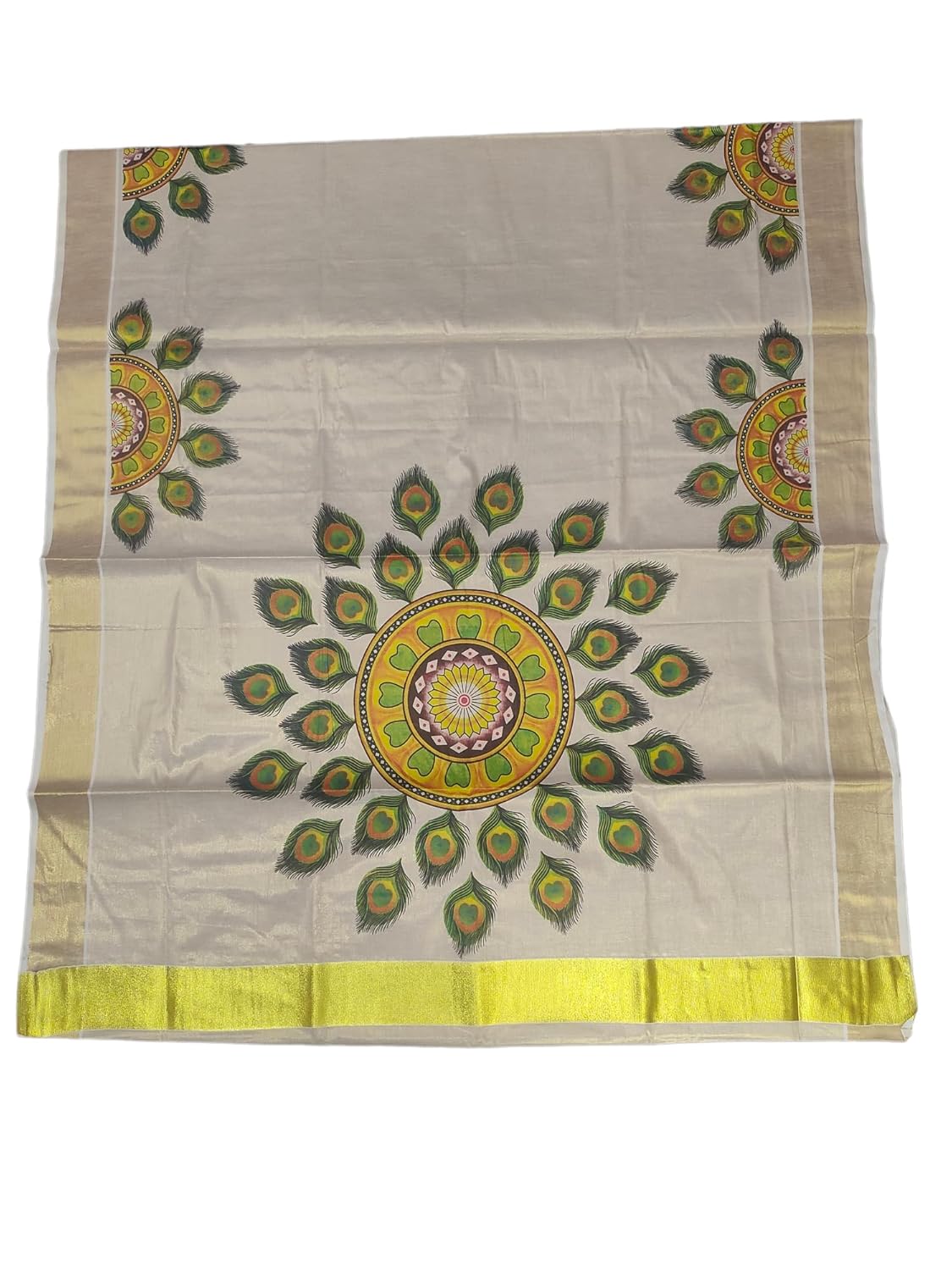 ALLUVY Kuthampully Kerala Kasavu Saree Cotone da donna
