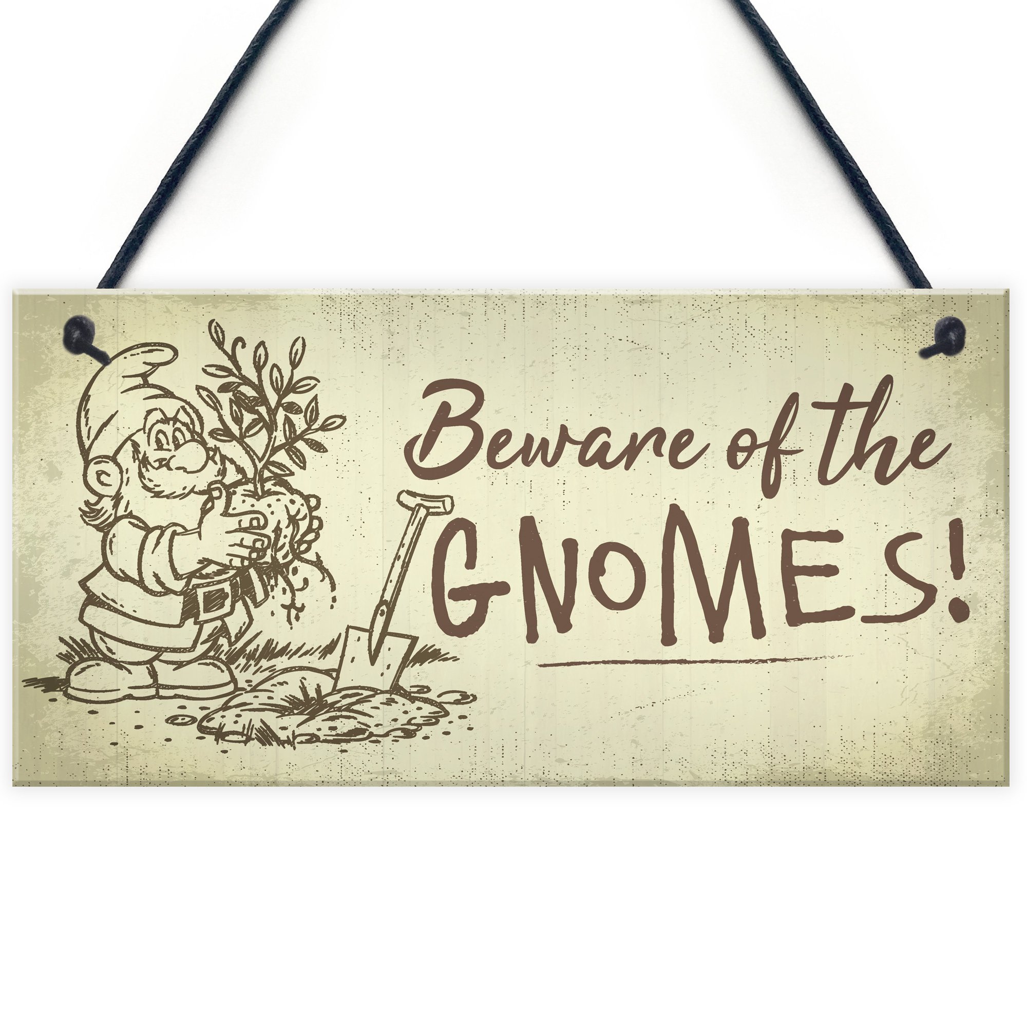 Red Ocean Beware Of The Gnomes Funny Garden Sign Shed House Door Wall Plaque Fairy Garden Gift