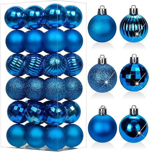 Adornos de Navidad azules de 1.57 pulgadas para árbol de Navidad, 36 piezas de mini esferas inastillables, decoraciones de árbol de Navidad,