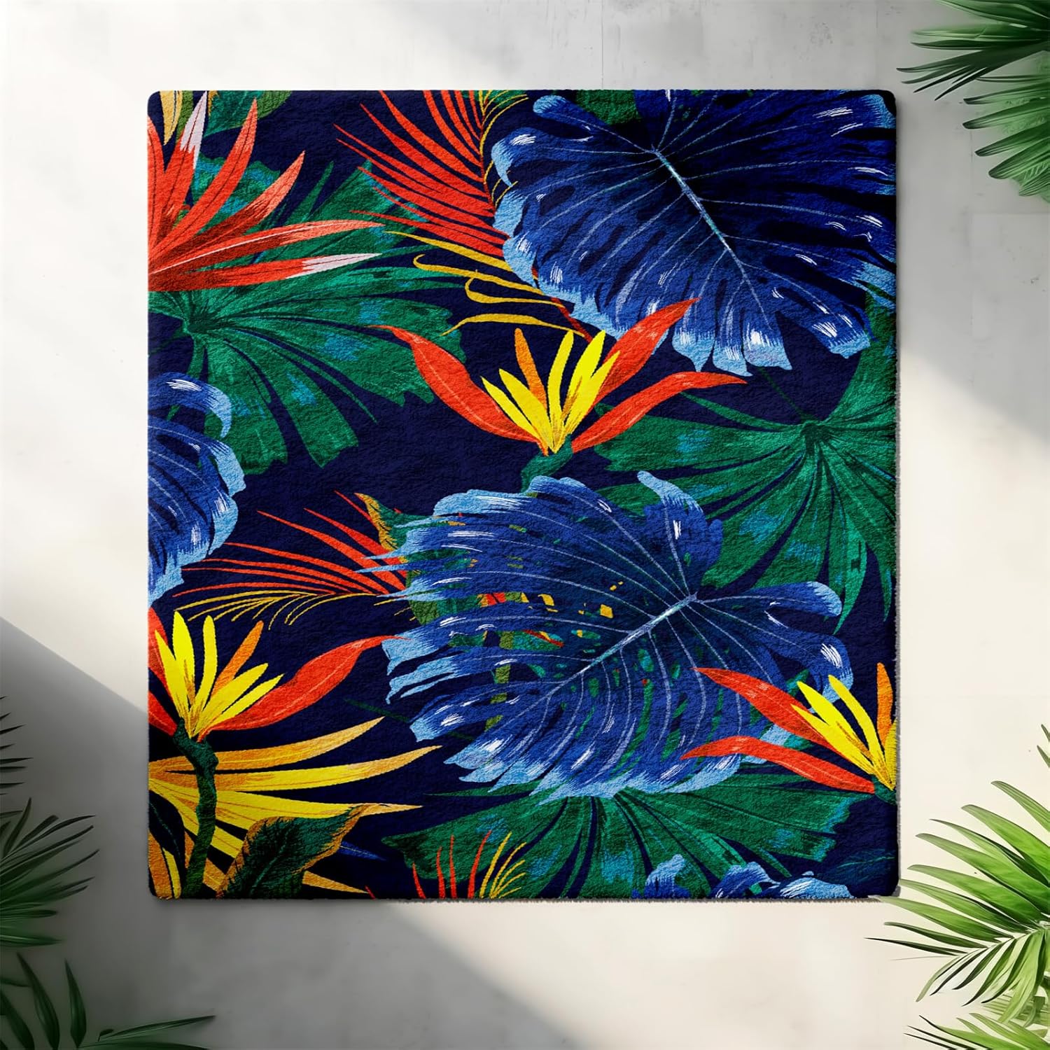 Herbst Teppich 150x150cm - Eicheln & Blätter Design Niederflor Für Wohnzimmer