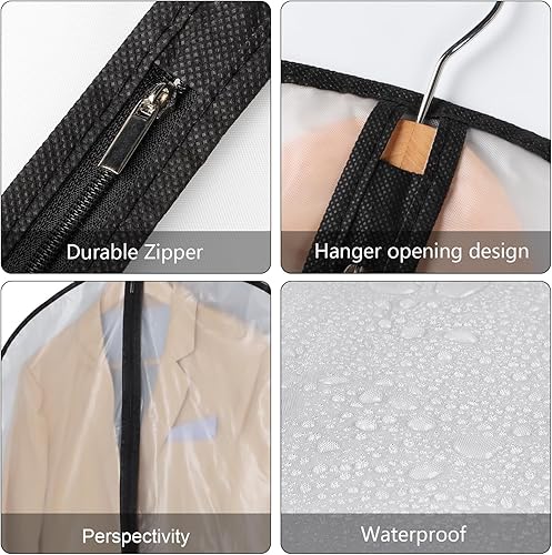 Miniatura 9 de Kntiwiwo Bolsas de ropa de 60 pulgadas para almacenamiento (juego de 12) bolsa protectora de traje a prueba de polvo con cremallera para vestidos