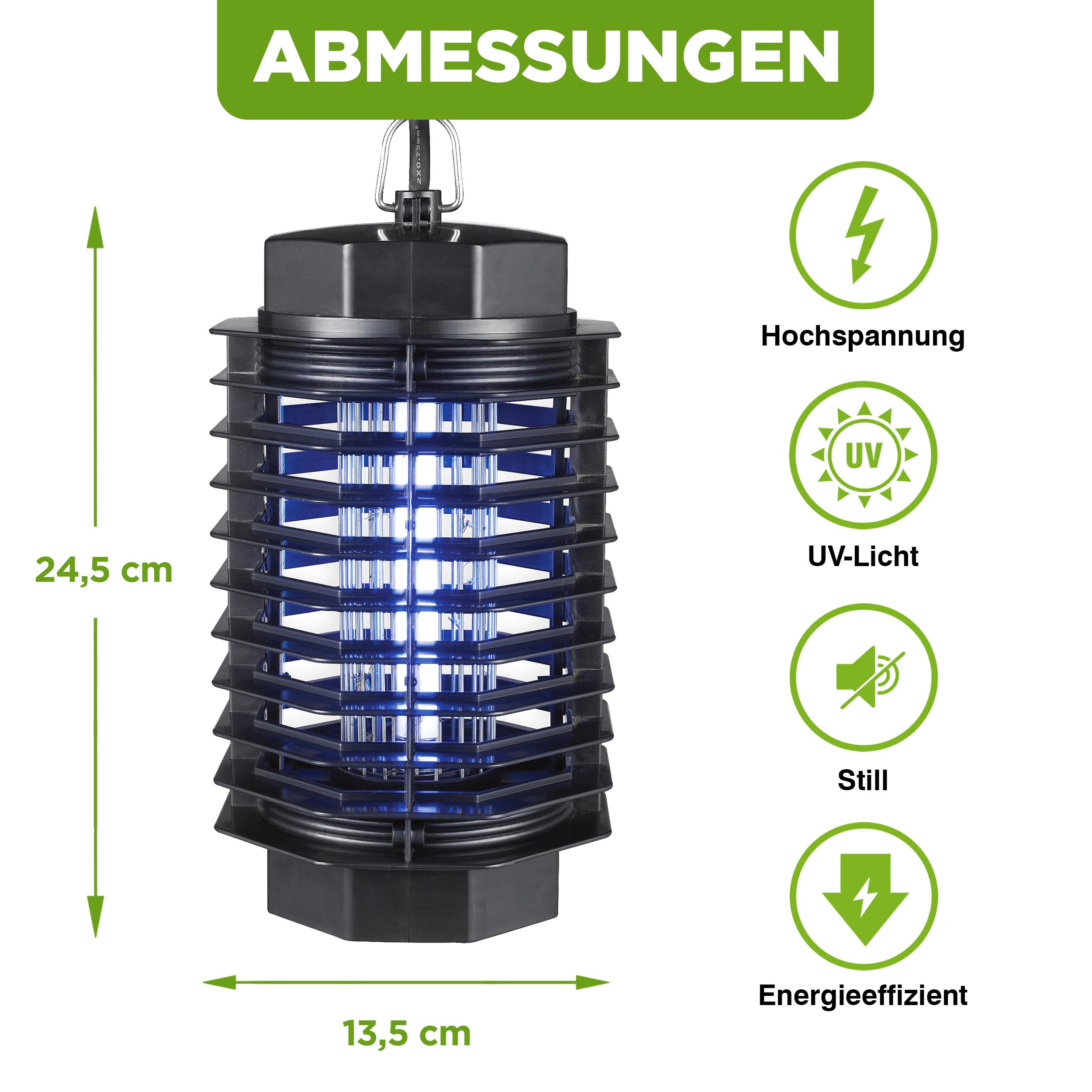 ISOTRONIC Elektrischer Insektenvernichter schützt vor Mücken, Fliegen & Motten– UV Mückenlampe mit 500V für Innen – Wirkungsbereich von 50m² (3 Stück)
