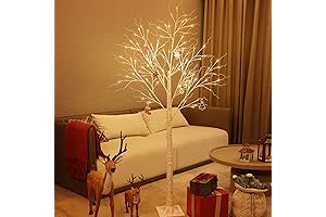 Lighted Birch Tree 6Ft, Warm White Christmas Decorations