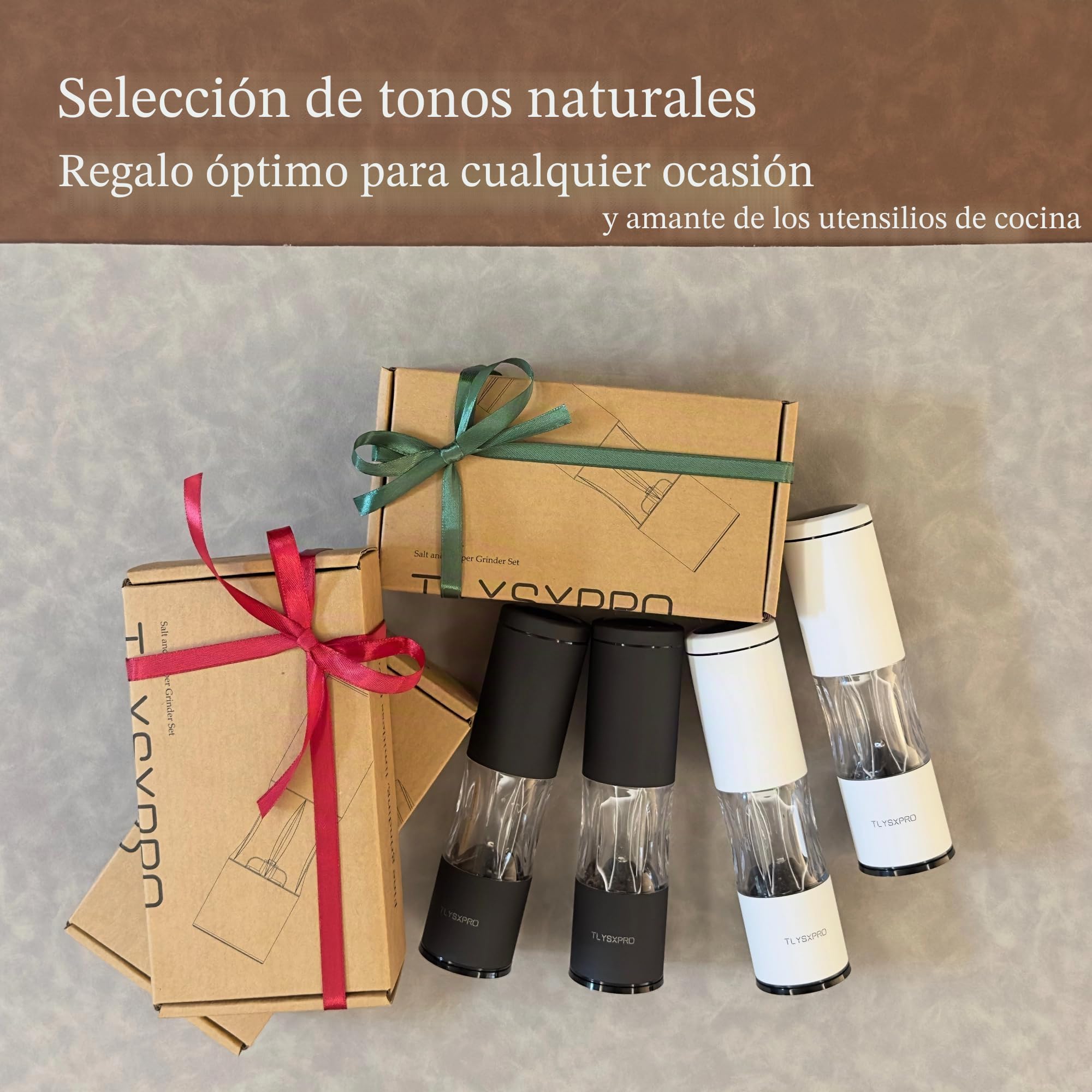 TLYSXPRO Juego de Molinillos de Sal y Pimienta con Molienda Ajustable | Molinillo de Pimienta Manual con Diseño Recargable | Núcleo de Cerámica | Esencial de Cocina (2 Piezas, Sage)