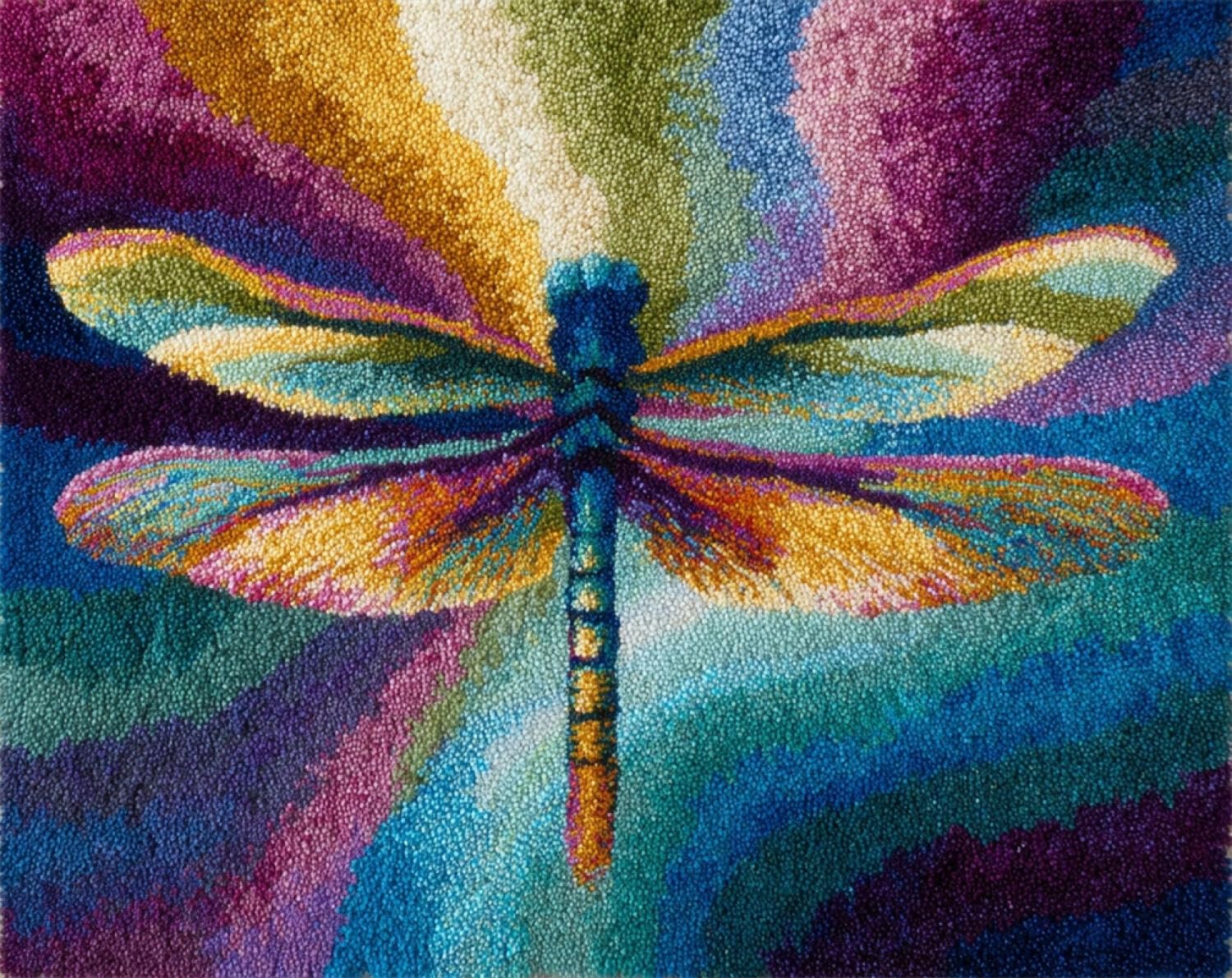 Henypt DIY Latch Hook Rug Kit Fantasy Dragonfly 52x38cm