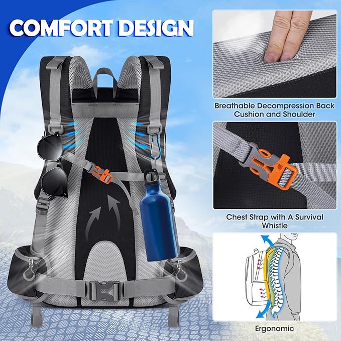 Mochila de Senderismo NUBILY 50L Impermeable Ligera miniatura 5