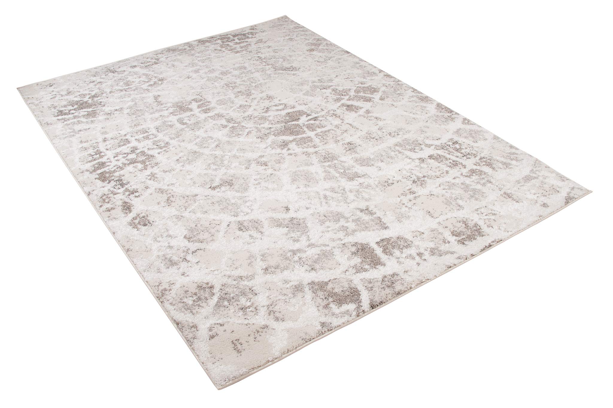 Tapiso Troya dywan z krótkim włosiem, nowoczesny pień drzewa w paski, wzór kremowy, jasnobrązowy, do salonu, sypialni, nakrapiane, rozmazywany Ökotex 160 x 220 cm