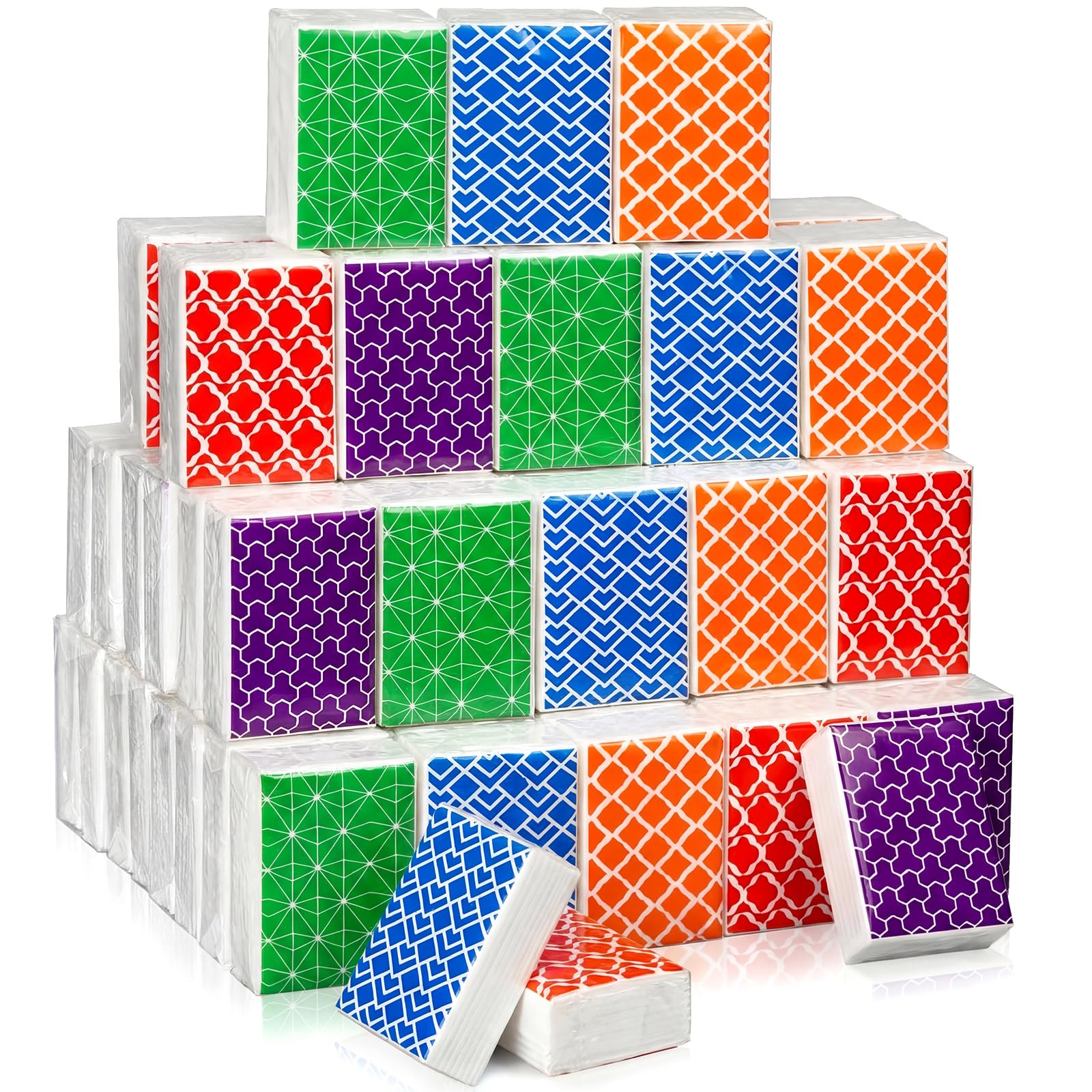 Ctosree 50 Pack Pocket Tissues Travel Packs 3 Ply,500 Sheet,Geometry