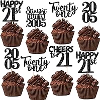 Vista 56 de 30 piezas de decoraciones para pastel de cumpleaños número 10, decoraciones de cupcakes negras con brillo, 10 feliz cumple, directo desde 2016, 10