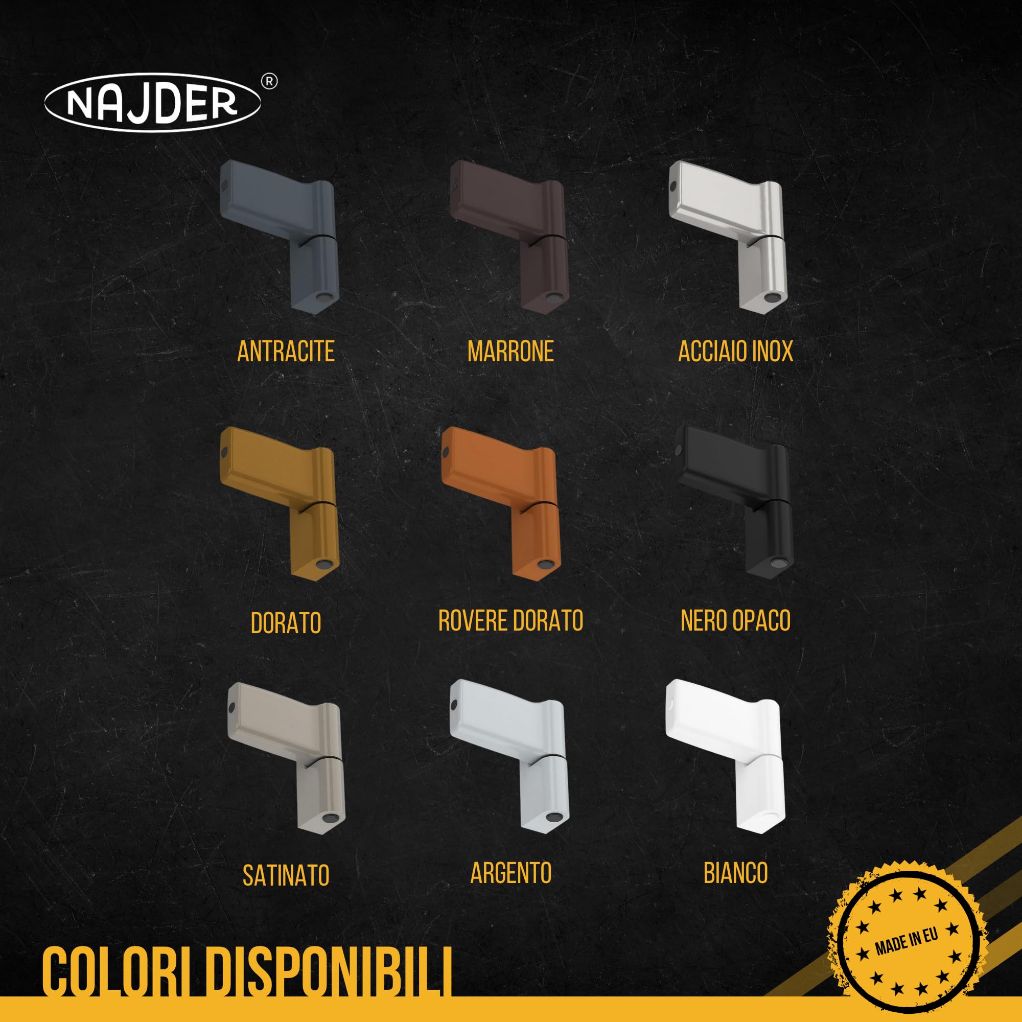 NAJDER Cerniera per porte in PVC Jocker 120 kg Altezza battuta: 20,5 mm, Cerniera per ante, Cerniera in zama, Struttura monolitica, Antieffrazione, Colore: Grigio Marrone RAL 8019