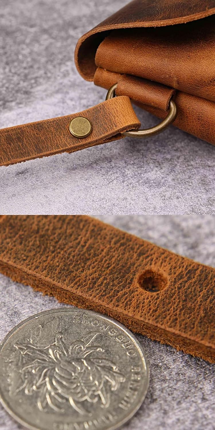 Vintage rustic genuine leather crossbody fanny pack, leather designer fanny pack for men, small shoulder bag V02-LFPB
