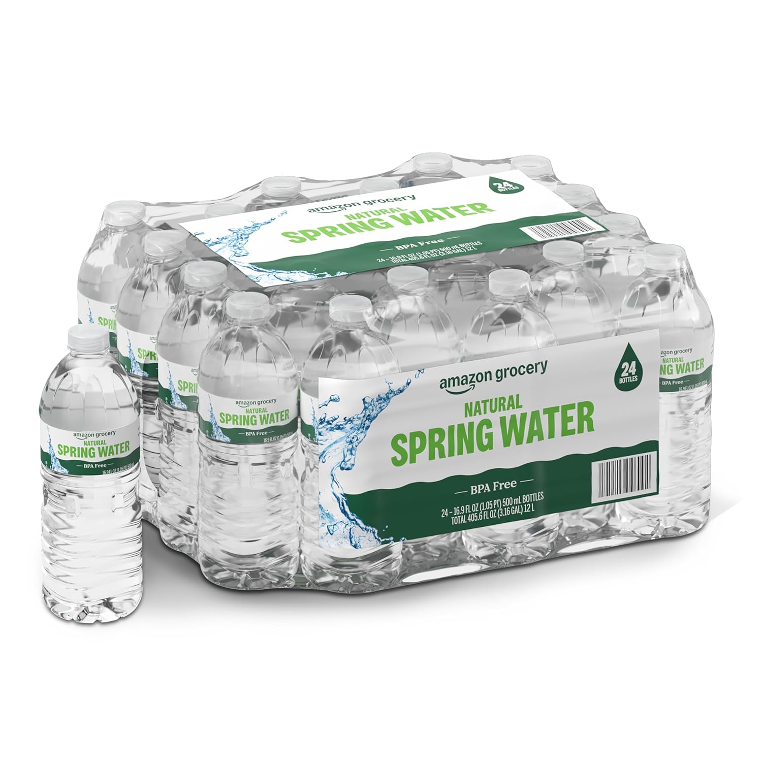 Amazon Grocery Natural Spring Water 16.9 Fl Oz Pack of 24