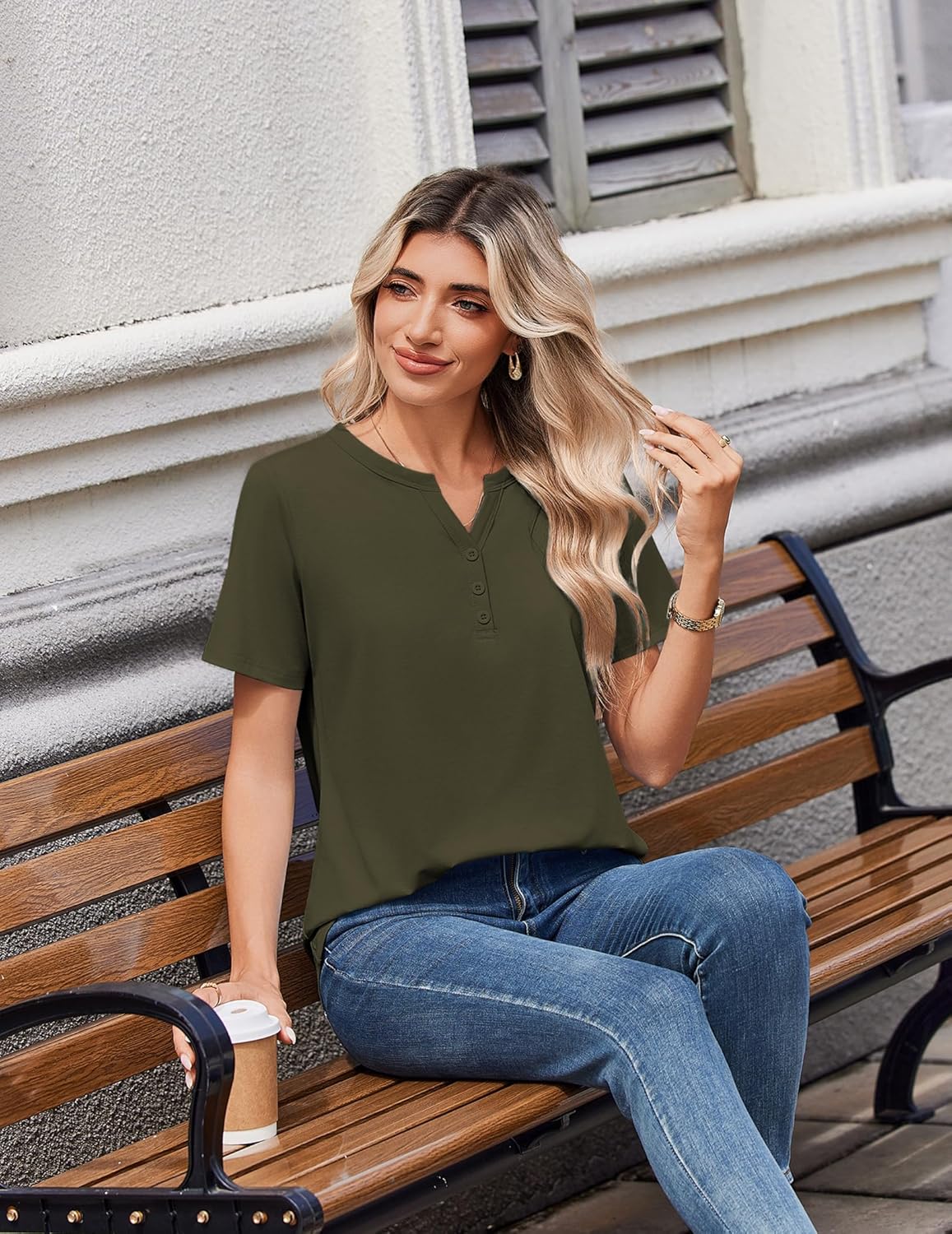 Zeagoo Womens Summer Tops V Neck Short Sleeve Shirts Dressy Casual Blouse Spring Vacation Tshirts Clothes - Image 5