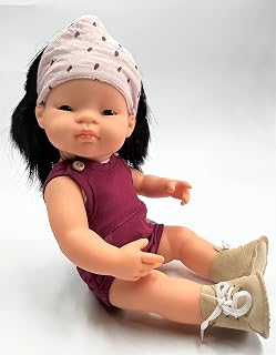 Miniland Toys Dune Boy SET: Doll clothing for 15-inch 38cm baby dolls. Luxury fabric machine washable gift for girls and boys. Bandana and bodysuit set. Great for 14-16 inch American doll newborn baby dolls