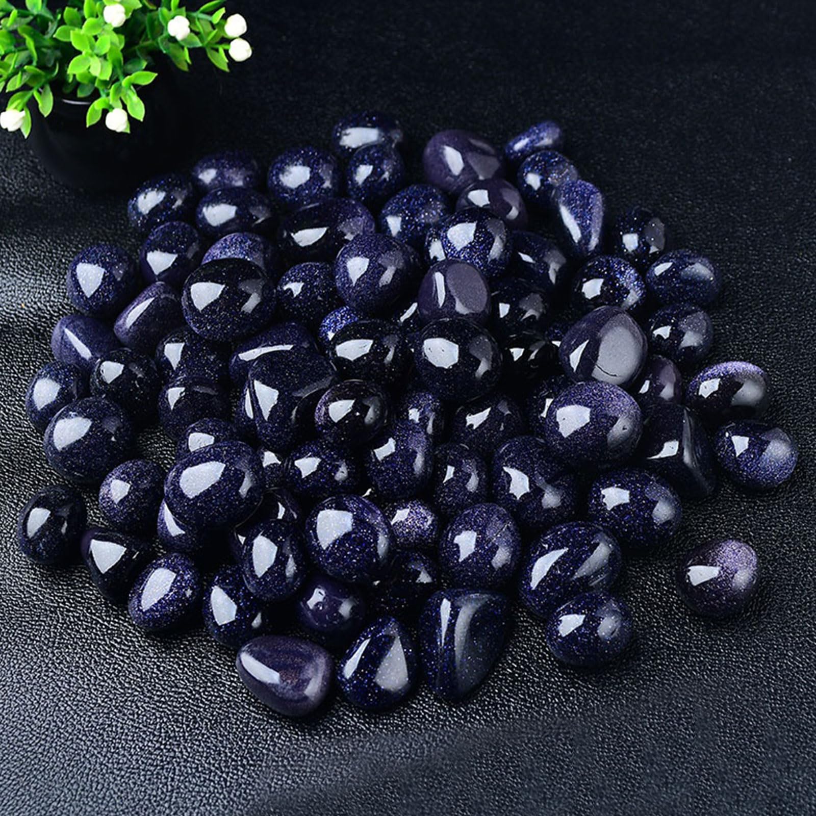 Blue Goldstone caído de Piedras civilizadas a Granel Muestra de Piedra Preciosa de curación Pulida Natural Natural para Reiki, meditación, decoración (Aprox. 1 libra/460g),20~30mm