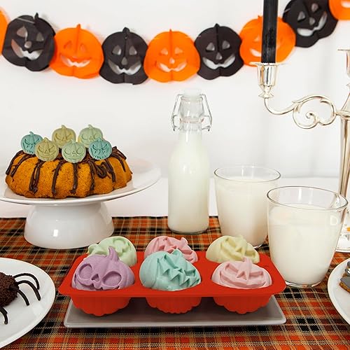 Miniatura 5 de 2 moldes de silicona para calabaza de Halloween para caramelos de chocolate, moldes de calabaza de Halloween 3D de silicona para gomitas de caramelo