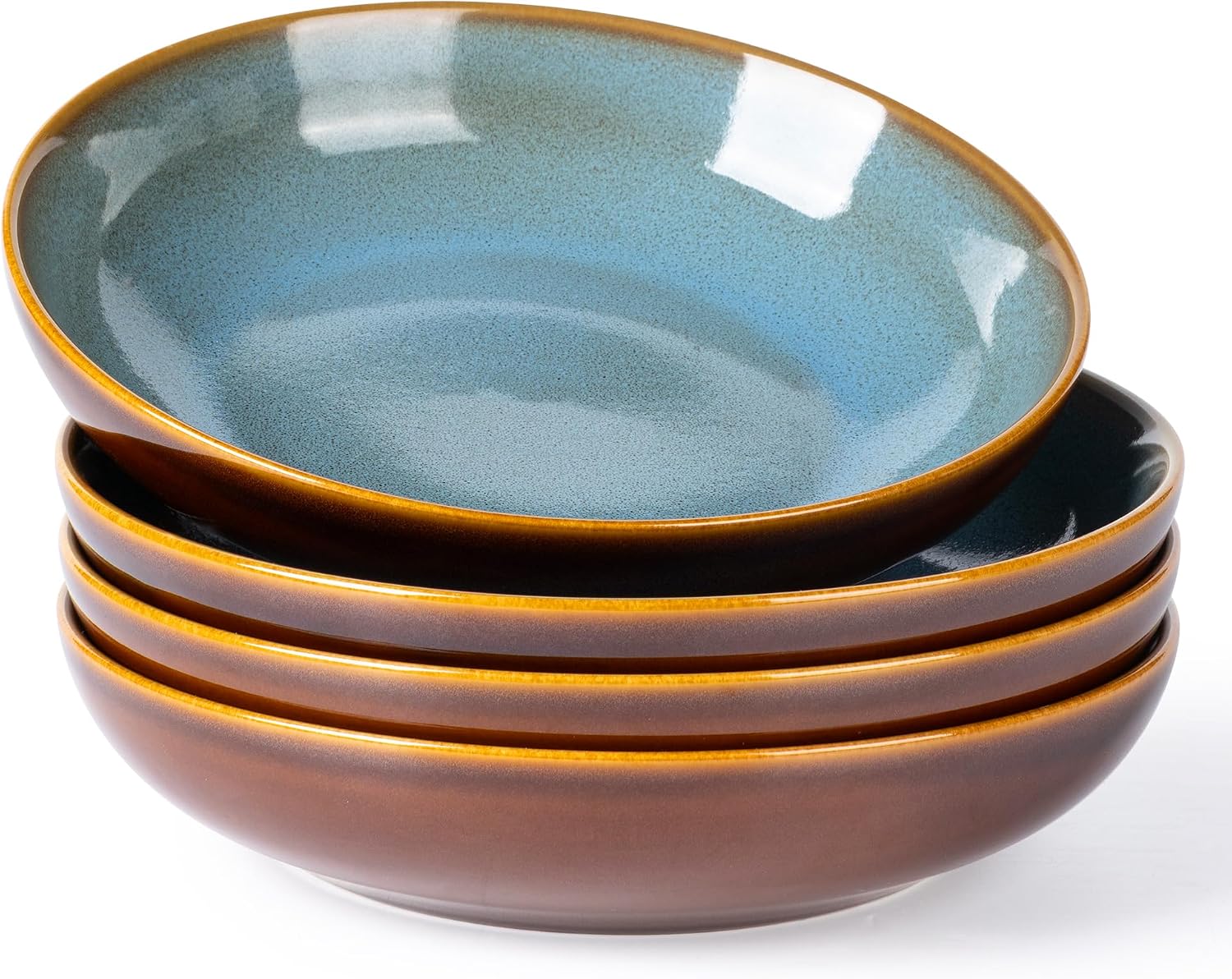 LERATIO 9.0" Ceramic Pasta Bowls Set of 4,38oz Large Stoneware Bowls Set