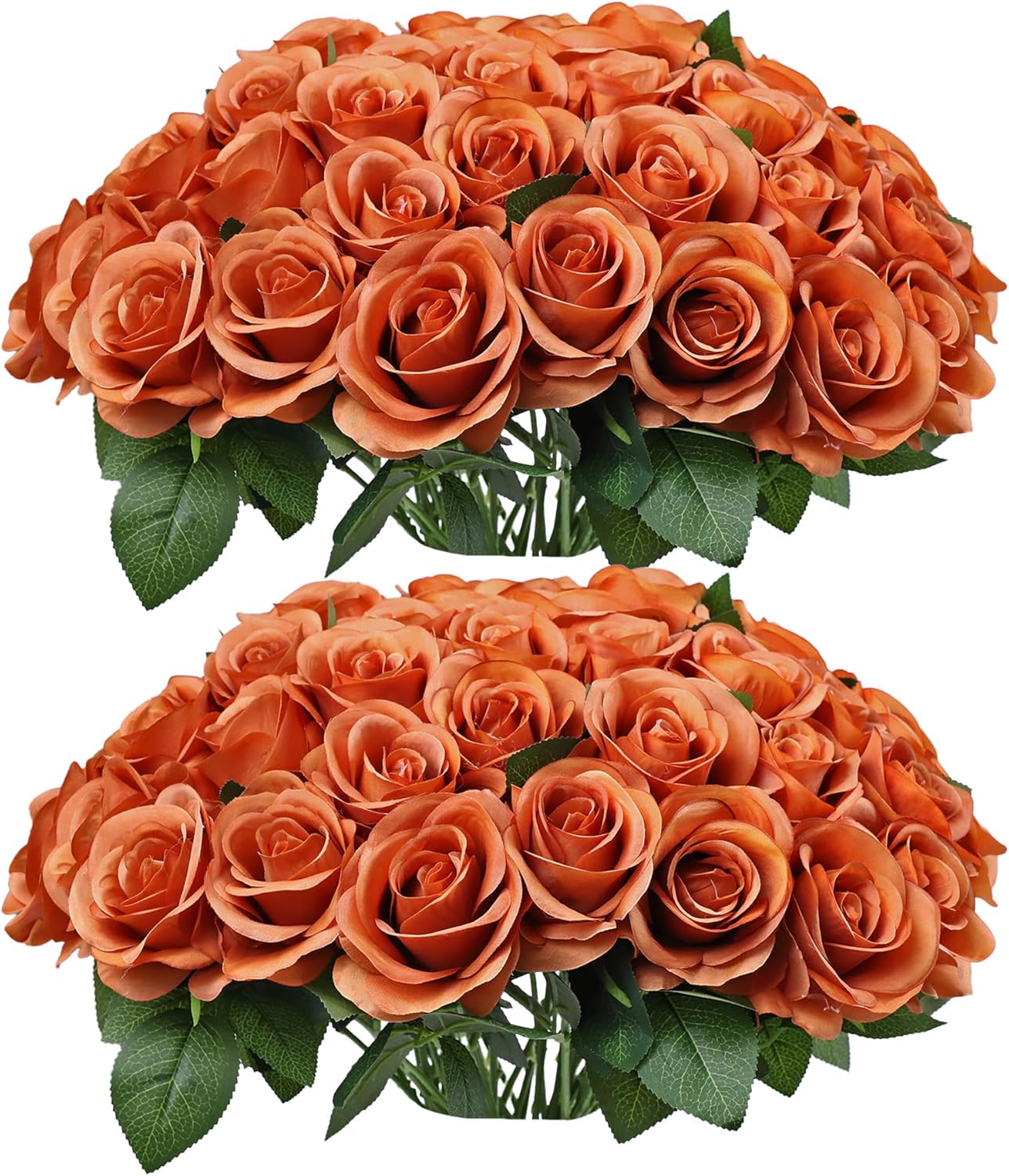 52pcs Terracotta Roses Artificial Flowers Fake Flowers Silk Roses with Stems for DIY Wedding Bouquets Bridal Shower Centerpieces Arrangements Party Decorations
