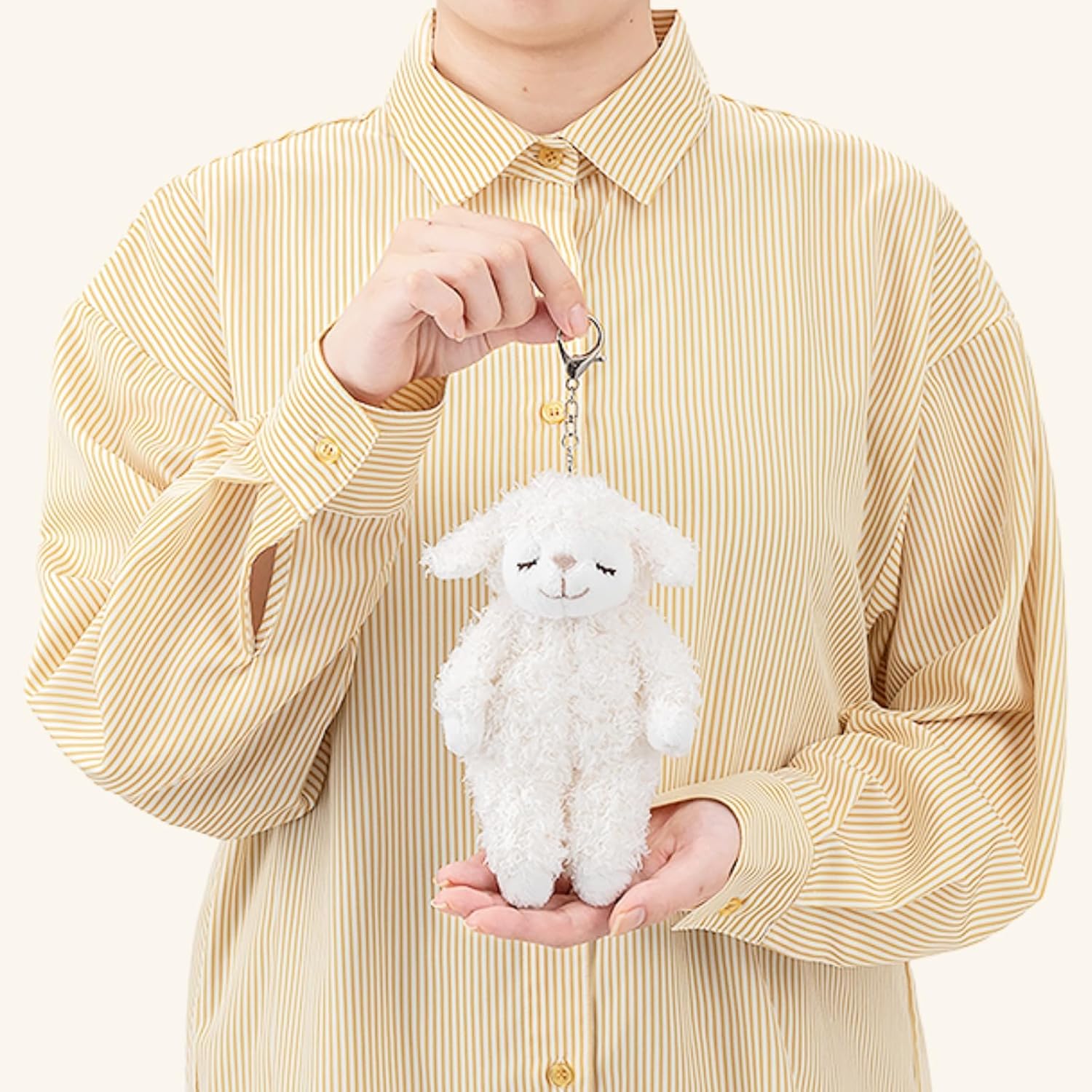 Ribuha Ao 47704-23 Chain Mascot, Sheep Maple Sakura, Total Length: Approx. 4.7 inches (12 cm), Healing Sheep, Fluffy image 5
