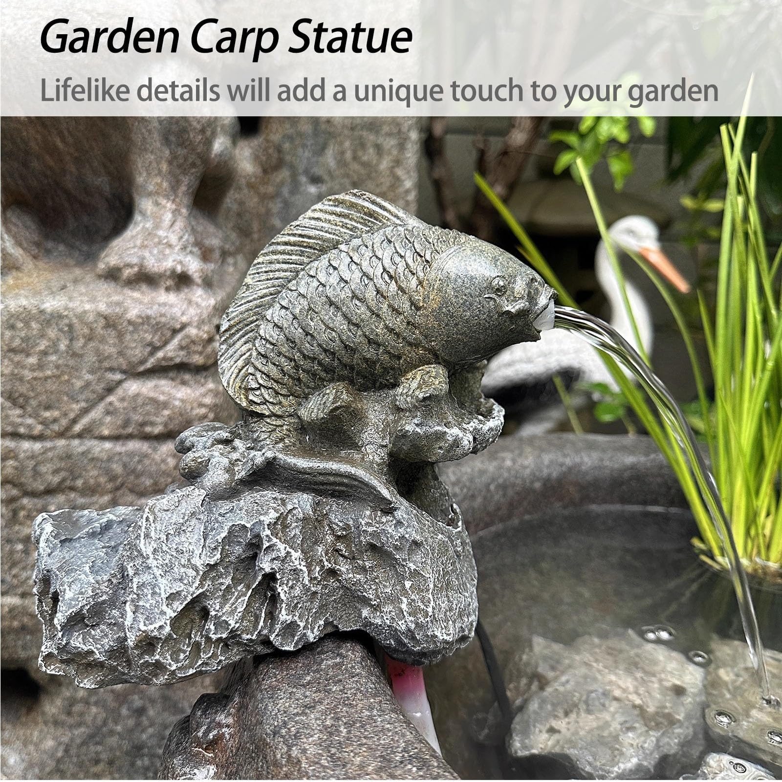 Sputacchiera for Laghetto di Piccole Dimensioni, Sputacchiere for Laghetti A Forma di Carpa, Pesci E Animali, Statue for Giochi d'Acqua All'aperto, Acquario con Circolazione