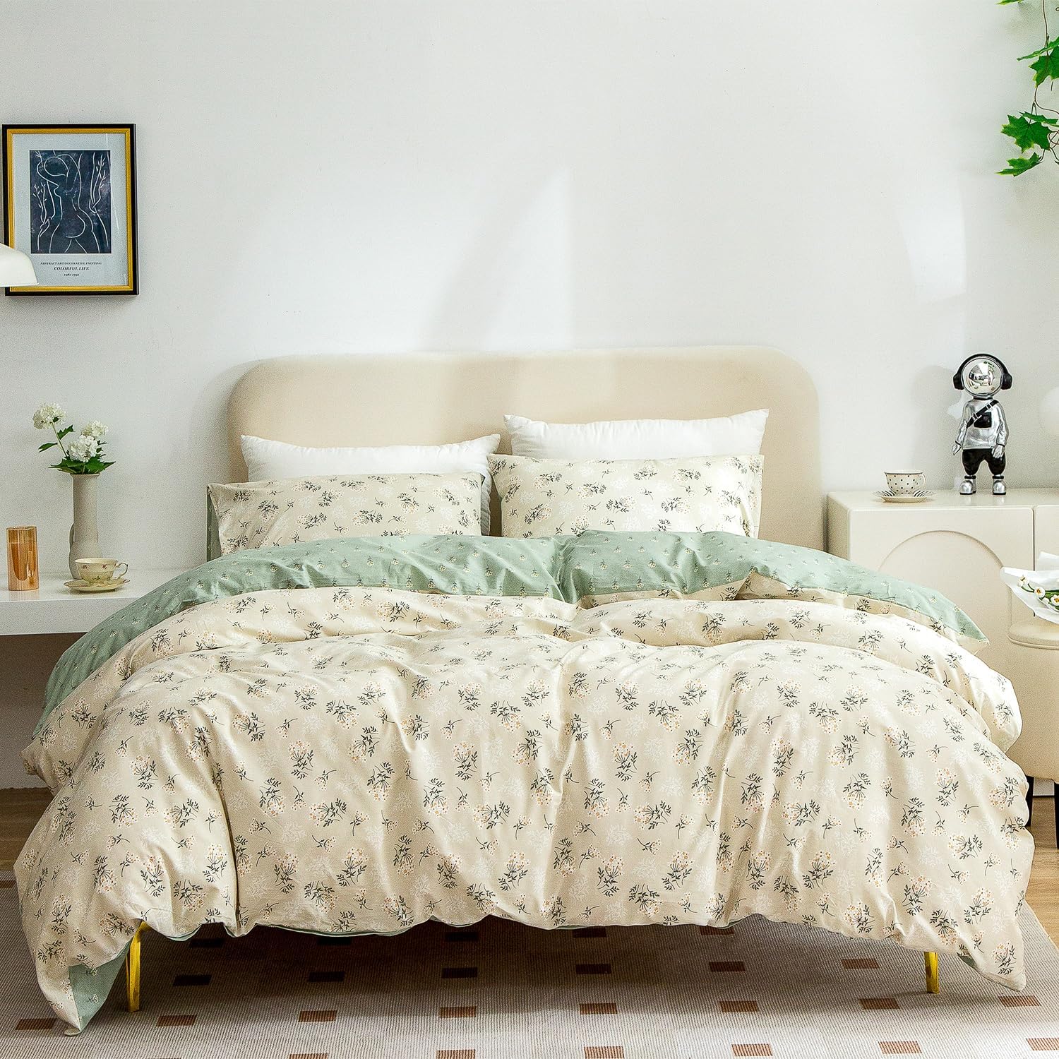 Duvet Cover King Size Floral, 100 Cotton 3 Pieces King