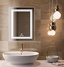 Rectengale 18x24 Inch Wall-Mounted LED Mirror with Smart Sensor and 3-Color Light (Warm, White, Natural) | Mirror Light, Wash Basin Wall and Fancy Washbasin Mirror,Smart LED Design