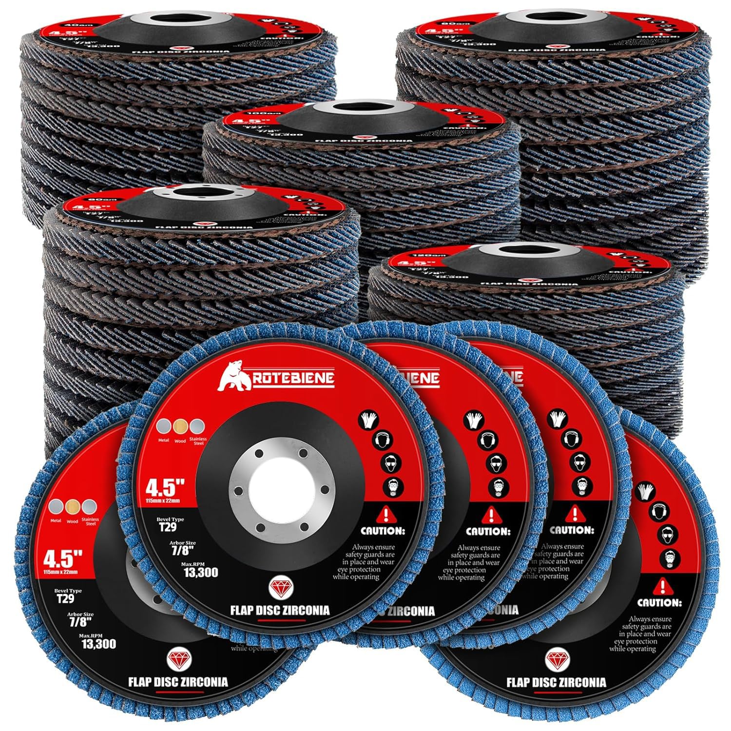 40 Grit Zirconia Flap Discs - 50 Pack for Angle Grinders -9 40 Grit Zirconia Flap Discs - 50 Pack for Angle Grinders -9