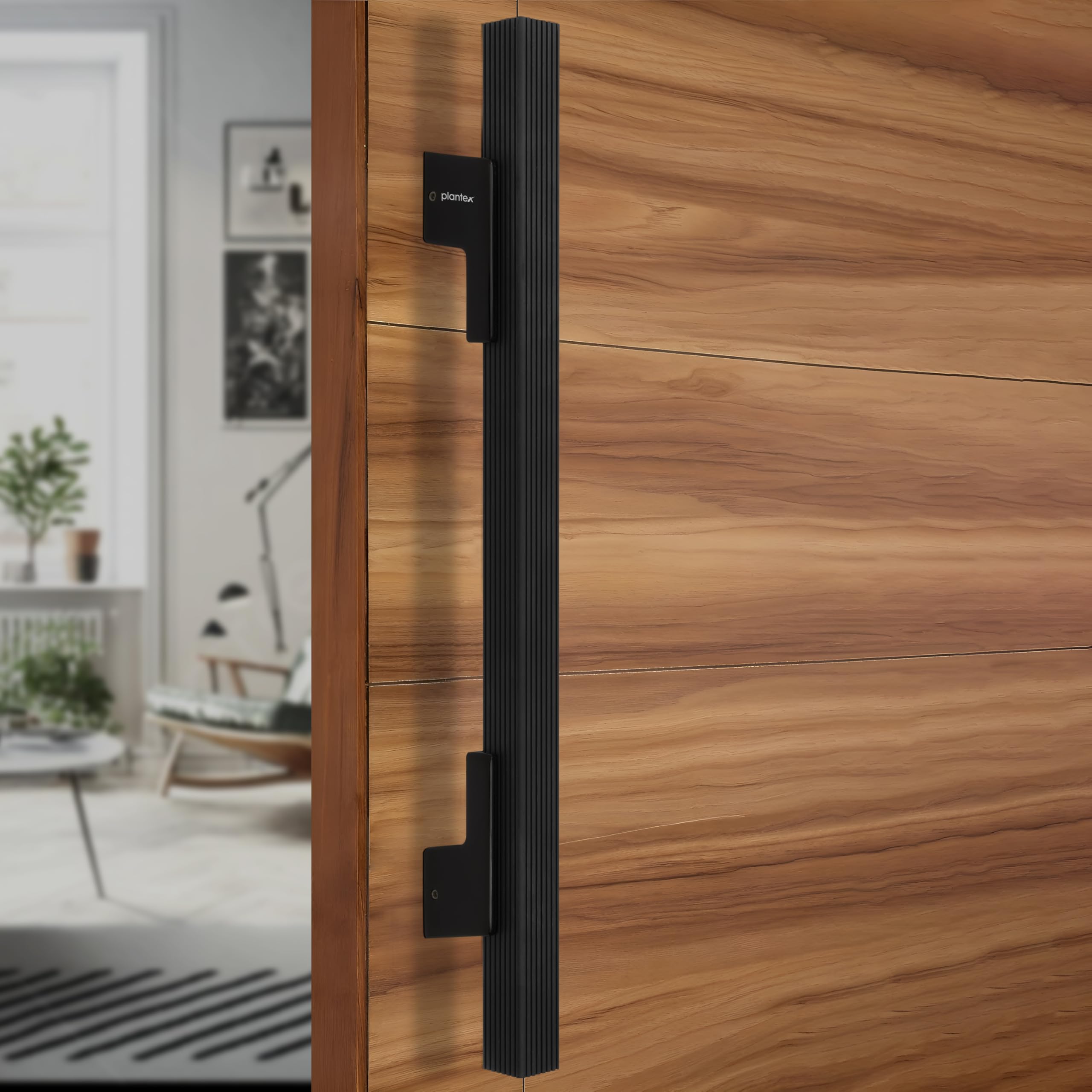 Plantex 17 Inch Main Door Handle for Wooden Doors - Pull-Push Handle Accessory (Pack of 1, Black)