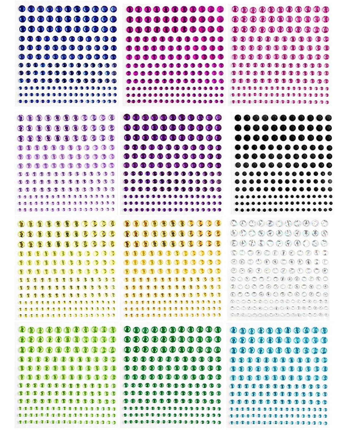 ZAMXHUG Brillantes para la Cara - 2000+ Piezas Brillantes para la Cara Diamantes Autoadhesivas, 12 Colores Pegatinas Diamantes para Uñas Faciales Cuerpo Festivales Bodas DIY Decoraciones