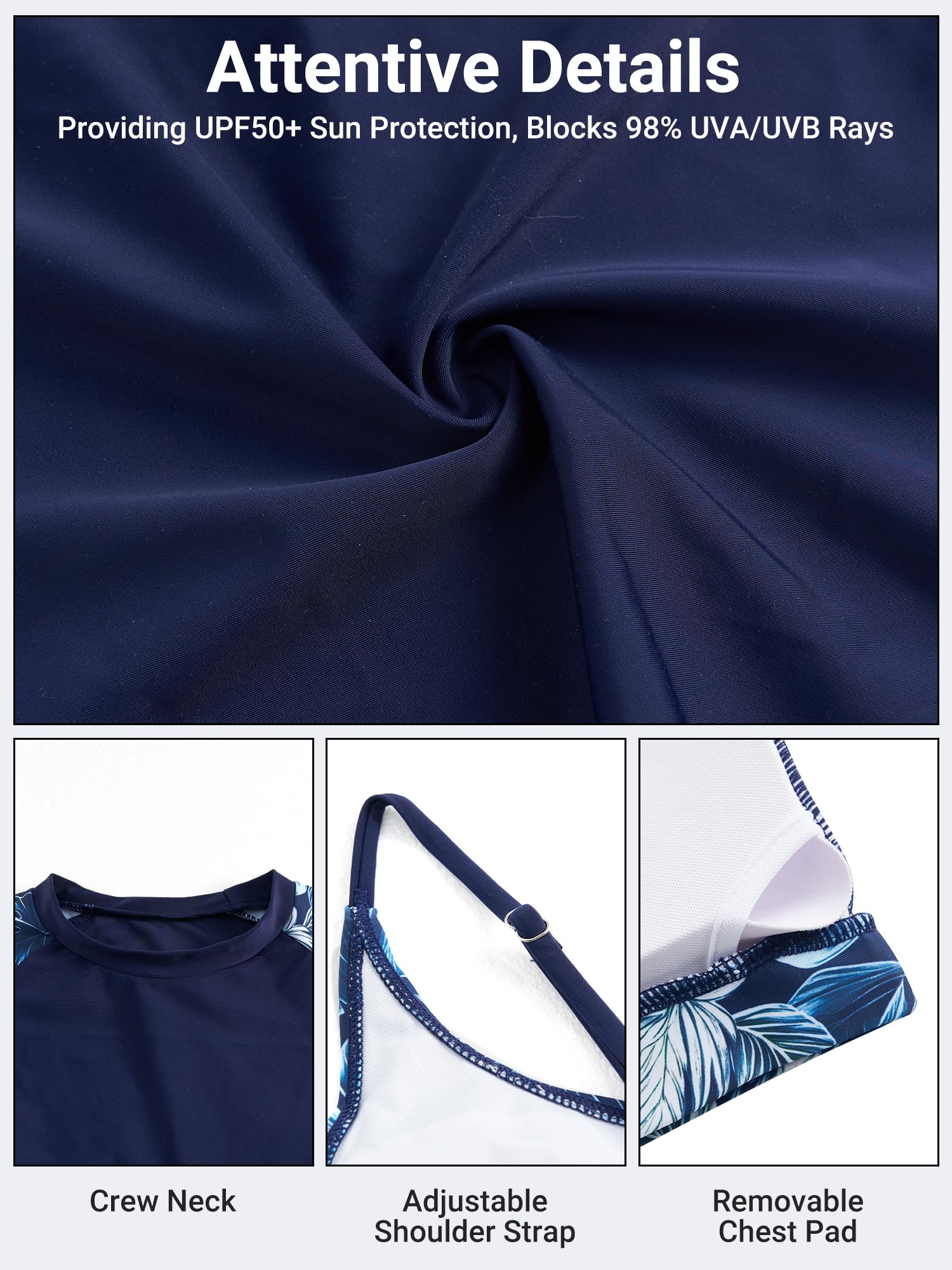 Owntop Camiseta de natación de 3 piezas para mujer, camiseta de natación UV UPF50+, camiseta de manga corta, parte superior de bikini y pantalones cortos de cintura alta, trajes de baño modestos