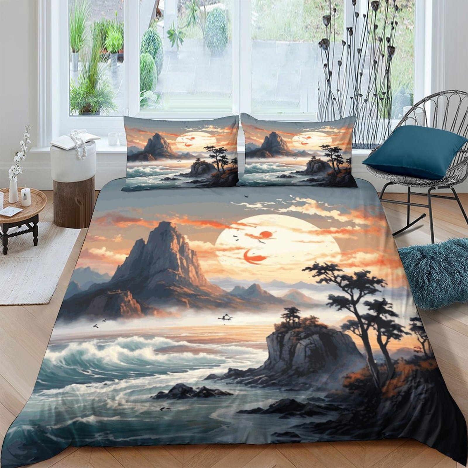 Housse de couette microfibre 3D respirante lit double Ukiyo