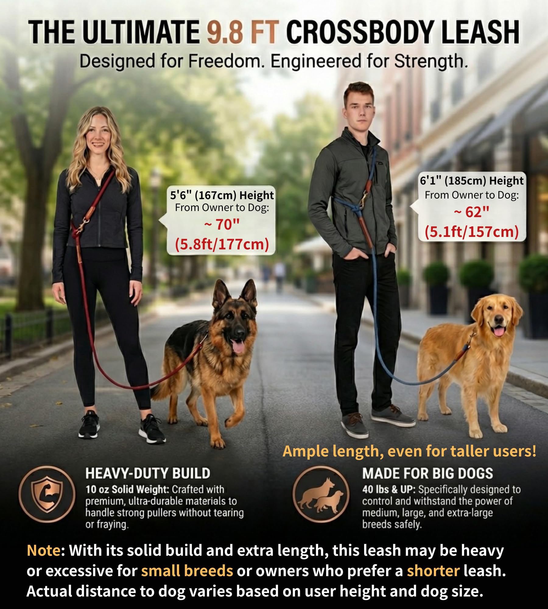 Tails & Tales Freihändige Hundeleine, Taillenleine für Spaziergänge mit dem Hund, Crossbody, multifunktional, Hundeleine, Laufen, Doppelleine für 2 Hunde, Doppelgriff, Hundetraining, Weingut Rot