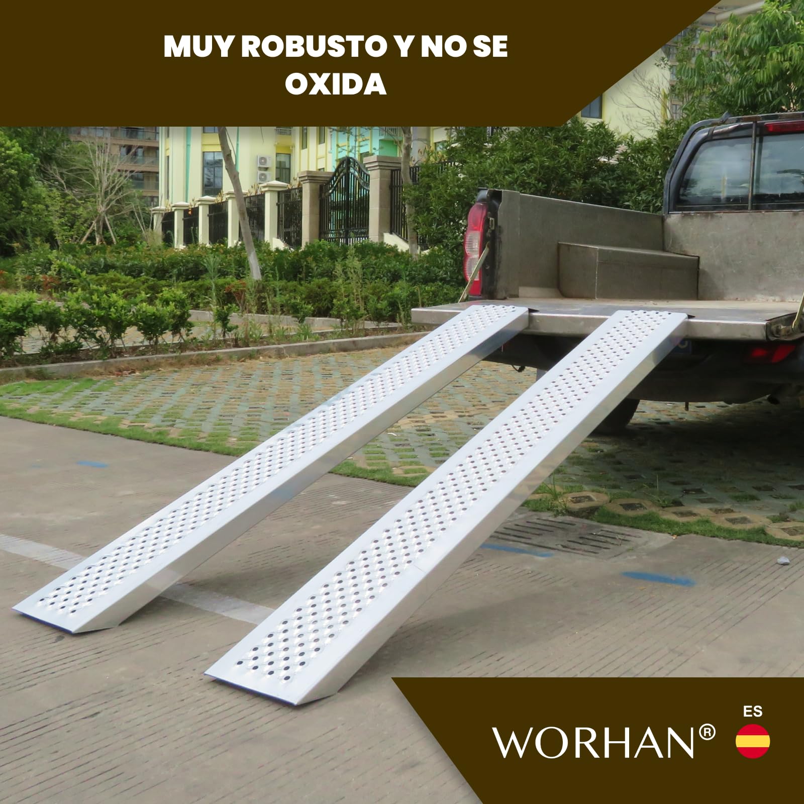 Rampa WORHAN de Carga 200cm Resistente Tractor Motocicleta Remolque Aluminio hasta 1000kg LR7H