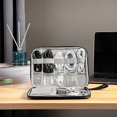 Miniatura 4 de Organizador electrónico, organizador de cables portátil, bolsa de almacenamiento electrónico impermeable de viaje, para cables USB, cargadores,
