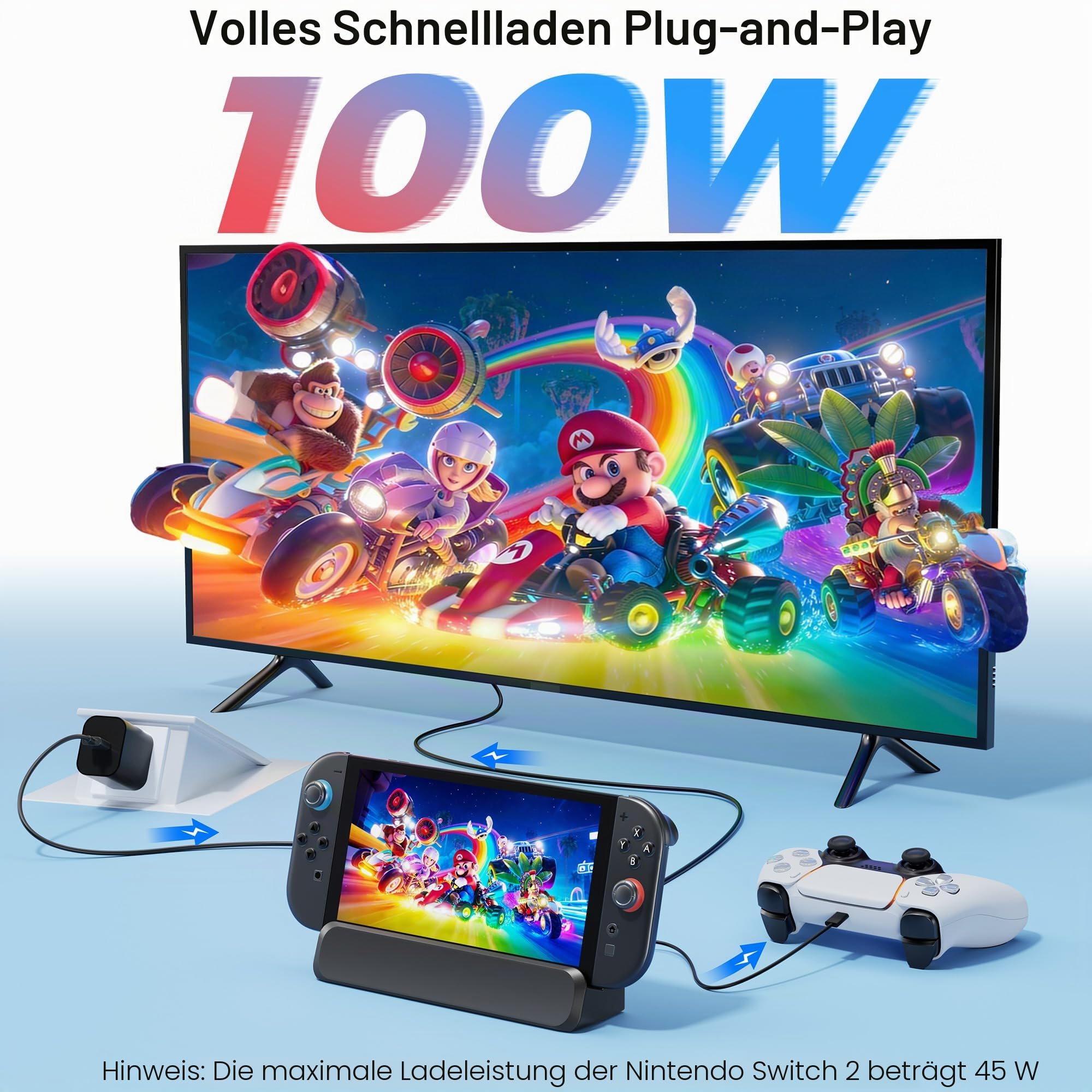 RREAKA für Nintendo Switch 2 Dock Station, tragbar 4K@60Hz HDMI-TV-Docking-Station mit HDMI-Kabel im Lieferumfang, USB-/Type-C-Anschluss, Ersatz für Switch 2 NUR