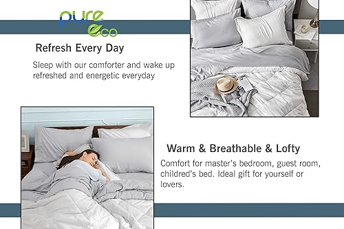 Miniatura 4 de Pure Eco Edredón prémium de 1 pieza (120 x 120 pulgadas)  Edredón de invierno súper suave de algodón de 300 GSM, ligero, 4 lazos en las esquinas,