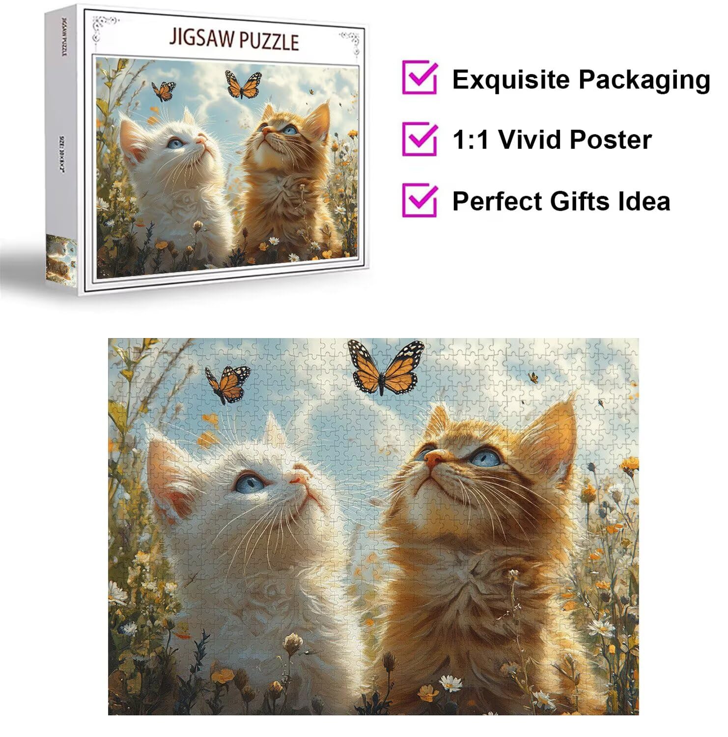 5000 sztuk puzzli dla dorosłych, gry rodzinne, kot motyl, n-503