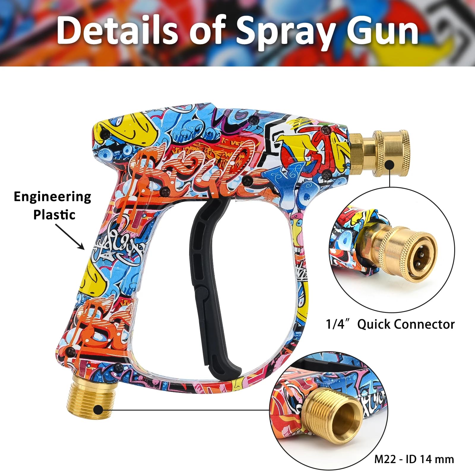 Bear Force Pistolet na wodę do myjki ciśnieniowej M22-ID14 mm i 1/10.2 cm szybkie uwalnianie działo z pianki śnieżnej - butelka 1 l, idealna do mycia samochodu i czyszczenia dziedzińca, do czyszczenia