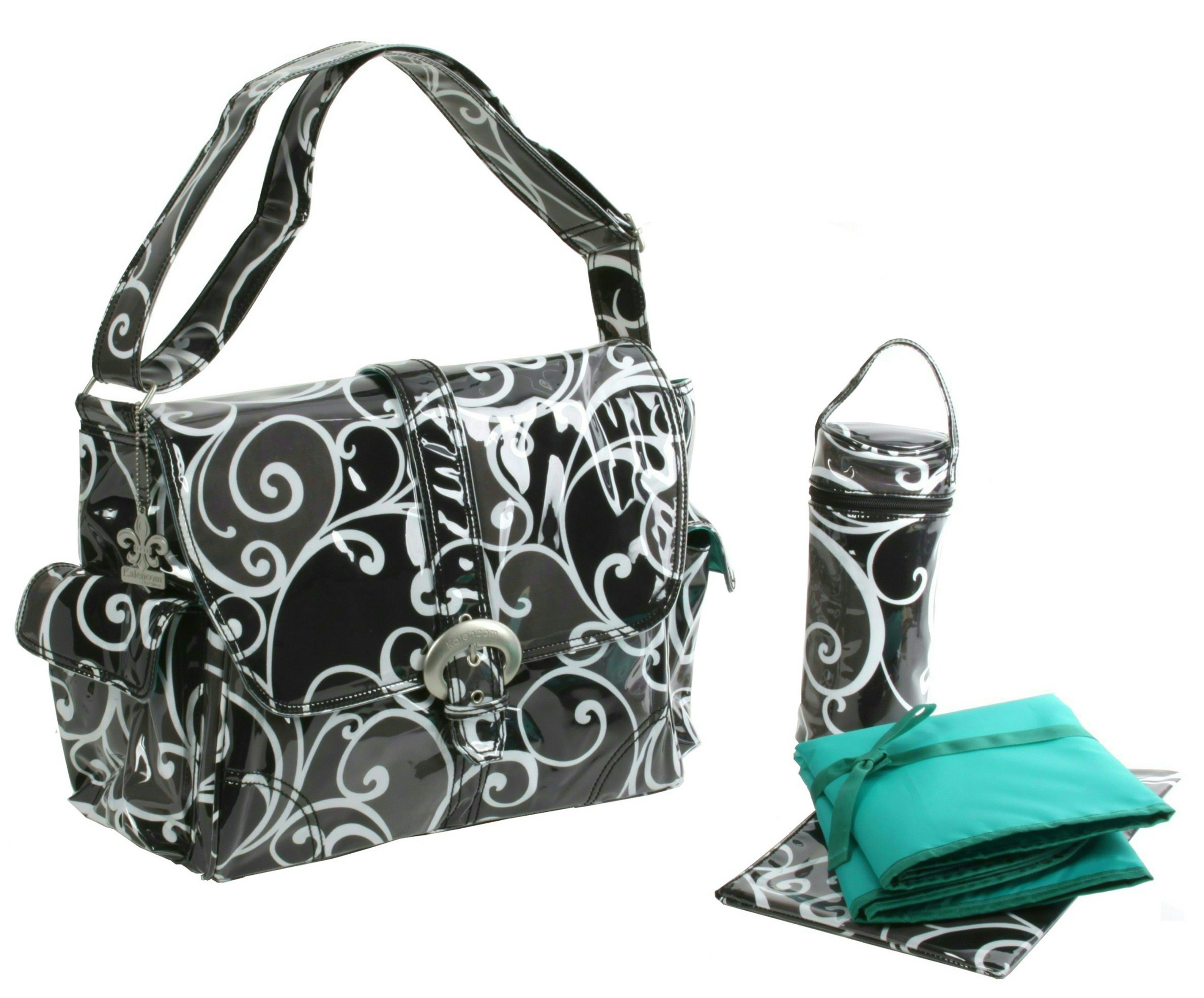 Kalencom - Set de bolso cambiador, estampado color negro/blanco