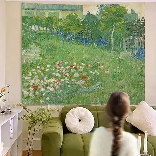 Miniatura 2 de Avinyl Van Gogh - Tapiz de arte de pared de jardín de primavera para dormitorio, pintura al óleo abstracta estética, vintage, para colgar en la