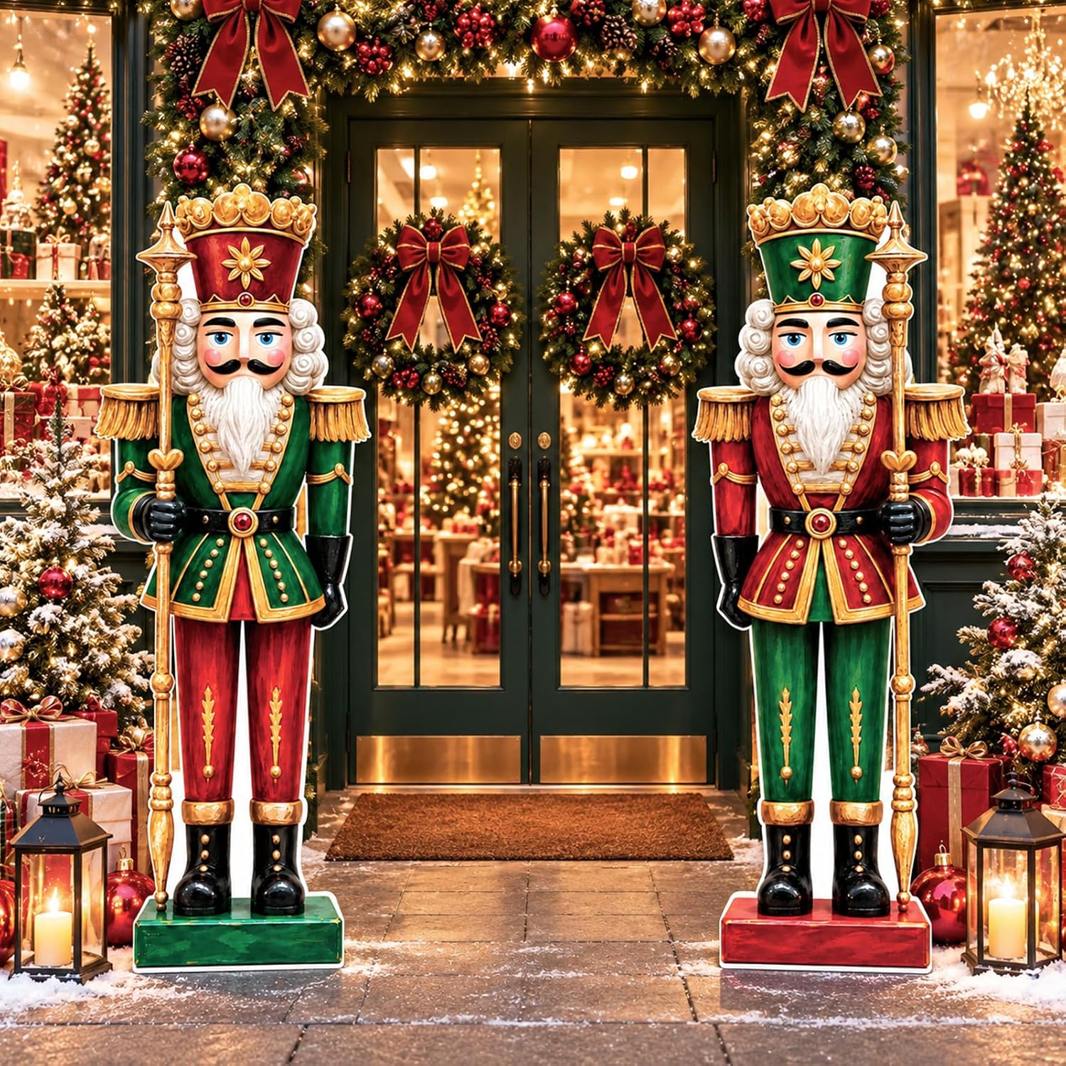 Whaline 2Pcs Large Christmas Cardboard Cutouts, Nutcracker Decor, 5 Ft