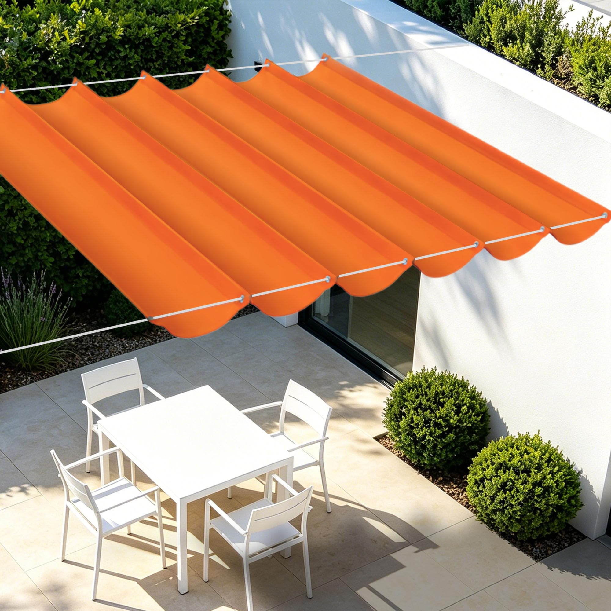 Voiles d'ombrage rétractable 700x540 cm orange résistant à l'eau pour jardin