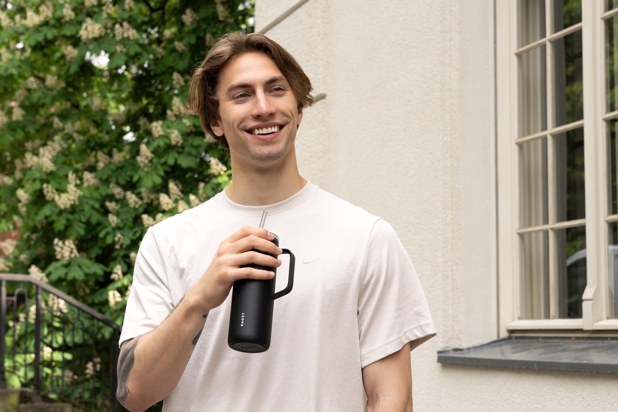 RAGSY MOSHI Tumbler Thermobecher 600ml mit Keramikbeschichtung – 2-in-1 Isolierbecher mit Strohhalm & Trinköffnung, Doppelwandiger Edelstahl Kaffeebecher To Go, Auslaufsicher, BPA-Frei, Lilac