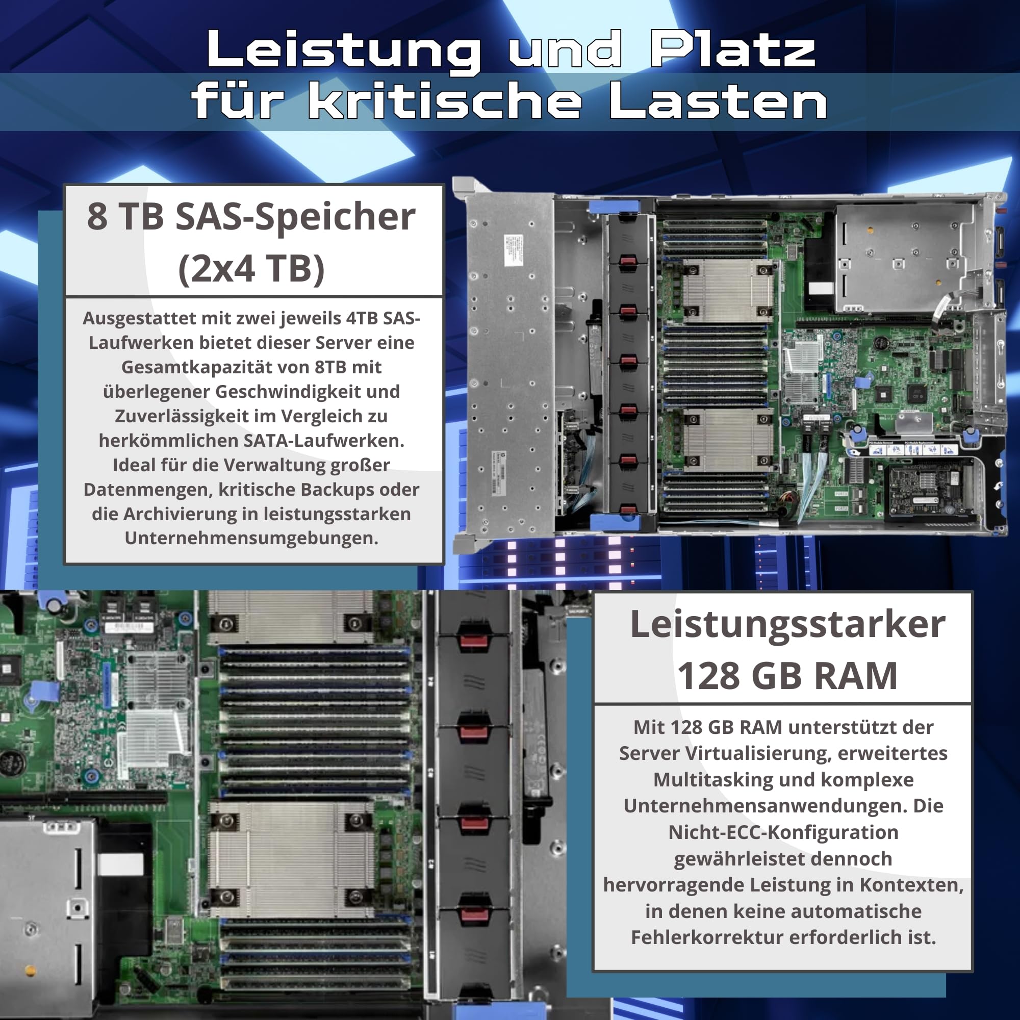 HP ProLiant DL380 Gen9 Server Rack | 2x Intel Xeon 2690 V3 | 128 GB RAM | 2x SAS 3.5" 4TB | iLO Raid Controller H840 Windows Server 2025 (Generalüberholt)