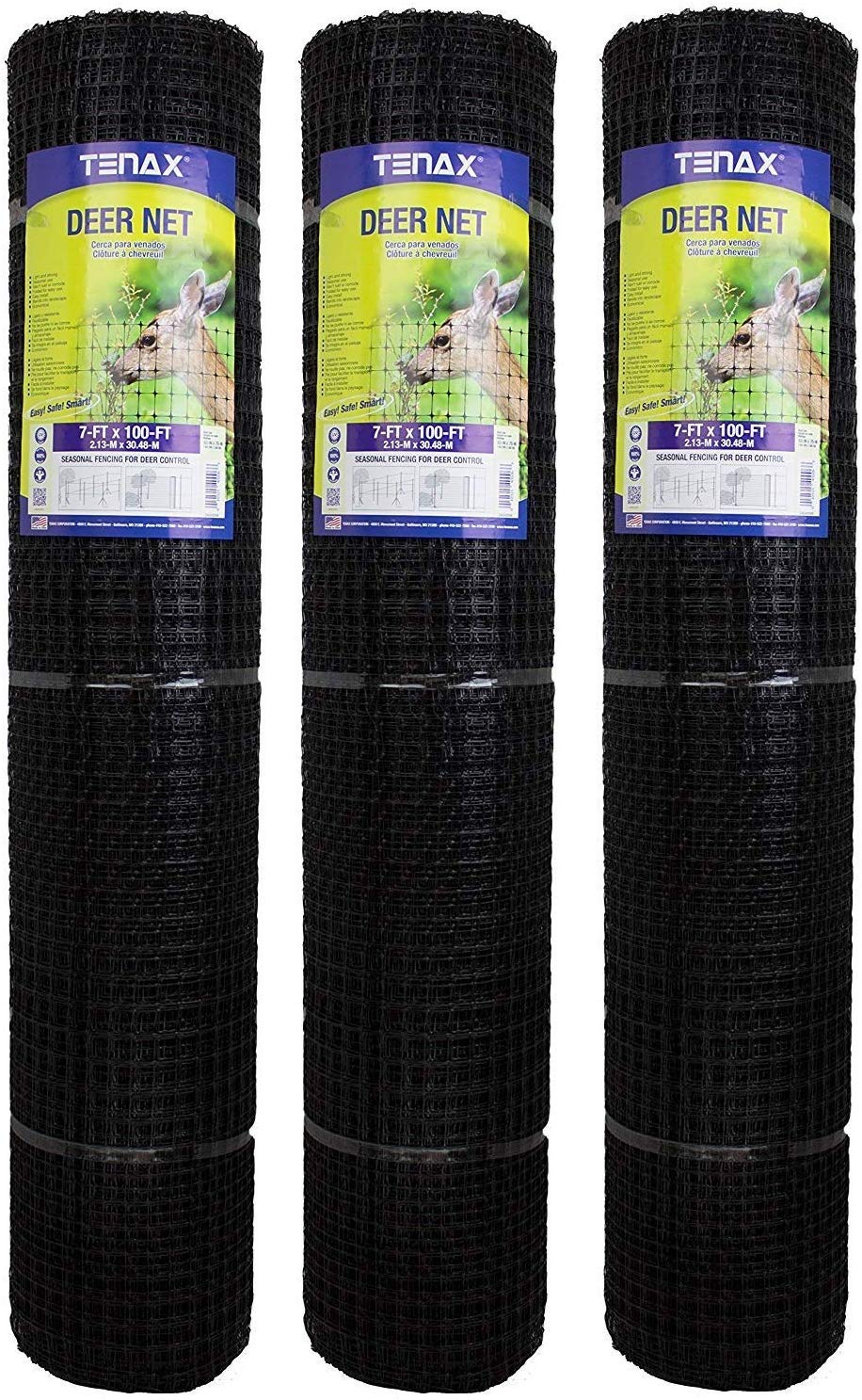 Tenax 2A040006 Deer Net, Black, 7-Feet by 100-Feet (Pack of 3)
