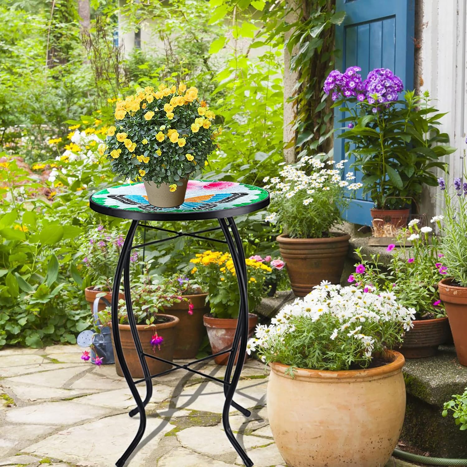 Buy VCUTEKA Patio Side Table Outdoor Accent Table Bistro Coffee Table