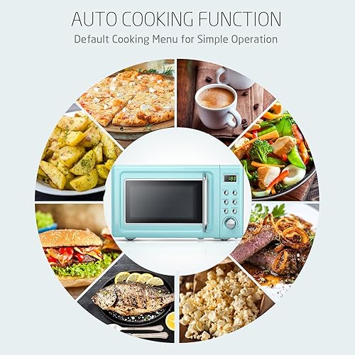 Miniatura 5 de SIMOE Horno microondas retro para encimera, microondas pequeño de 0.7 pies cúbicos con descongelación, 5 micro potencia, 8 juegos de cocción