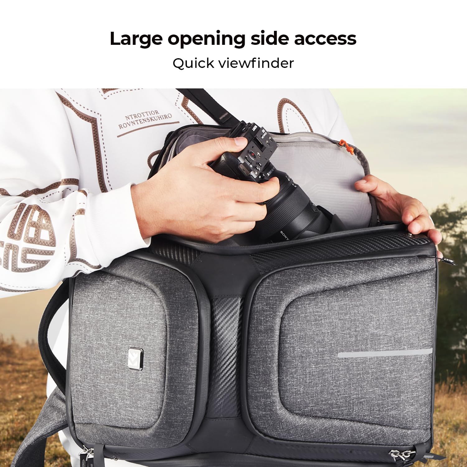 K&F CONCEPT Multifuncional Mochila para Cámara Profesional Mochila de Fotografía, 25L+1.5L Expansión Bolsa para Cámara con Cubierta para Lluvia Antirrobo, Compartimiento para Portátil de 16 Pulgadas