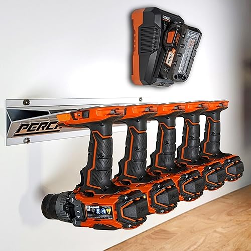 PERCH Soporte para herramientas RIDGID 18v | Monta de forma segura 5 herramientas inalámbricas | Montaje universal | Organizador de herramientas